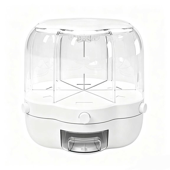 360 Rotating Grain Dispenser with 6 Grids, 27lbs Large Capacity Grain Dispenser Rotating Kitchen Storage Containers With Sealed Lid for Cereals, Oatmeal and Candy