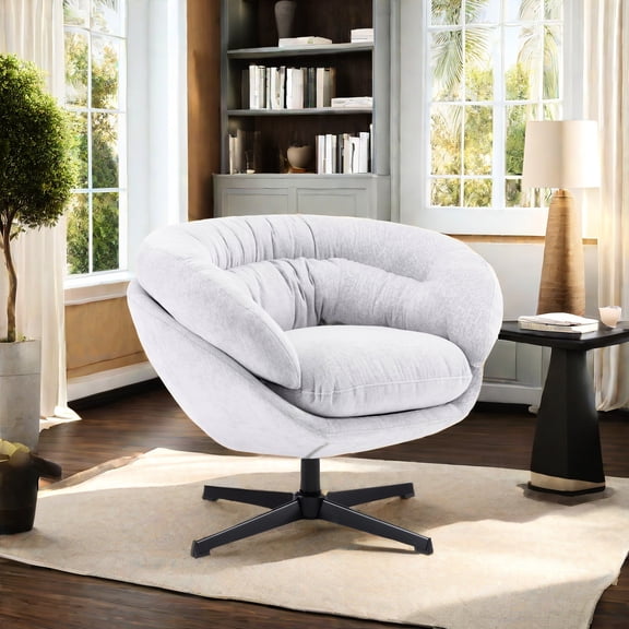 360° Rotating Gray Accent Chair / Enhances Productivity in Workspace