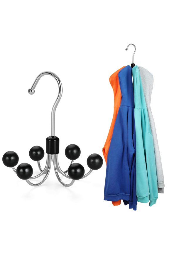 360° Rotating Handbag Hanger with 6 Balls, Multi-Functional Closet Hook Organizer for Hoodies, Scarves, Hats, Bras & Tank Tops