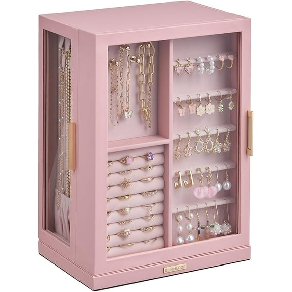 360 ° Rotating Jewelry Box with 7 Drawers, Spacious Vertical Jewelry Organizer with Glass Window, Jewelry Storage Case, Dustproof & Moisture-resistant Design