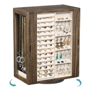 360° Rotating Jewelry Box for Women, Wooden Large Jewelry Organizer with 5 Drawers, Vertical Open Design Jewelry Organizers and Storage for Earring Ring Necklac
