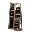 thumbnail image 1 of 360 °   Rotating Jewelry Cabinet with Full Length Mirror Lockable Lighted Interior MDF Standing Jewelry Armoire Organizer with Storage Drawer Hooks Light Walnut, 1 of 9