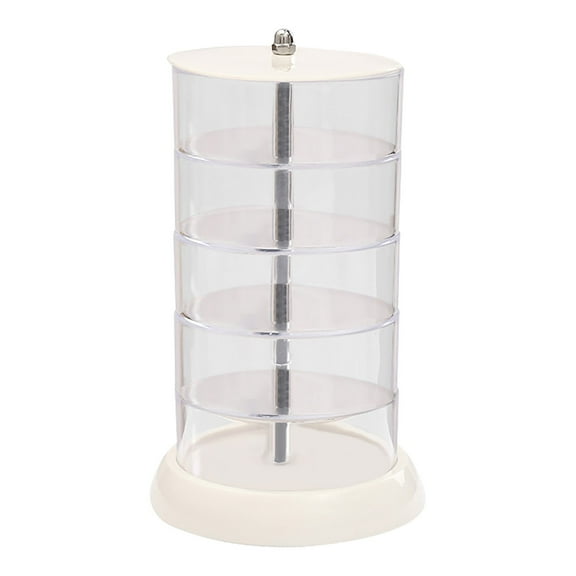 LanSuare 360° Rotating Jewelry Case, 4 Layers Clear Jewelry Box Organizer for Rings Earrings Necklaces Display