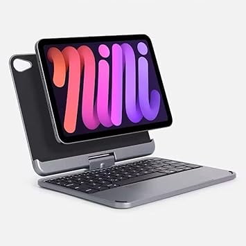 360° Rotating Keyboard Case with Backlit Touchpad for iPad Mini 6 (A17 Pro), Gray