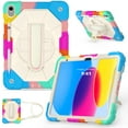thumbnail image 1 of 360 Rotating Kickstand Case for iPad 10th Gen 10.9" 2022, Silicone Rubber with Pencil Holder Kickstand Hand Strap and Shoulder Strap Rugged for iPad 10th Gen Gen 10.9" 2022, colorful blue+beige, 1 of 9