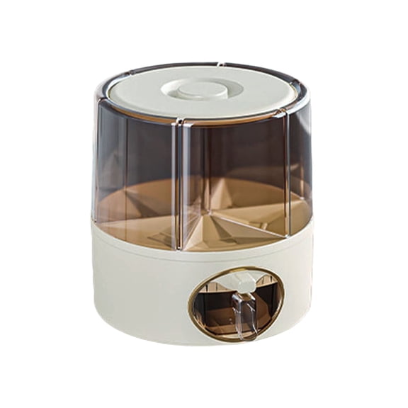 360 Rotating Kitchen Grain Dispenser With Six Compartments And Click Output For Dry Food Storage Container