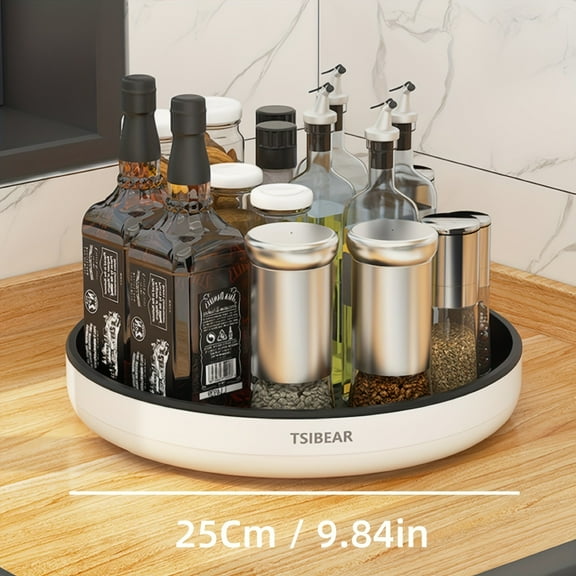 360° Rotating Kitchen Organizer - Countertop Spice Rack for Oils & Condiments, Space-Saving Sliding Design