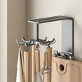 thumbnail image 1 of 360° Rotating Kitchen Utensil Hanging Rack, No-Drill Wall Mounted Organizer for Spoons Pots Gloves, Stainless Steel Space-Saving Hook for Cabinet Under Sink and Cooking Area, 1 of 5