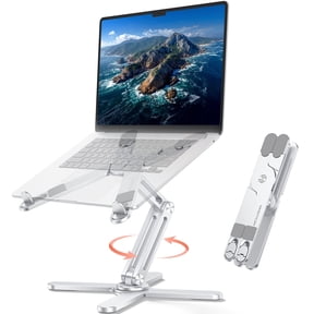 360 Rotating Laptop Stand for Desk, Ergonomic Foldable Adjustable Height Riser, Collaborative Computer Holder for MacBook & Laptops Up to 16", OMOTON