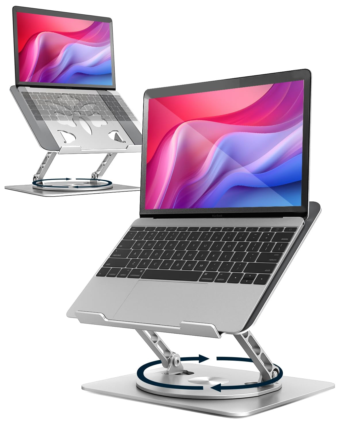 360° Rotating Laptop Stand For Desk | Adjustable  Foldable Portable Aluminum Riser Compatible With Macbook & All Laptops 10-16 Inch