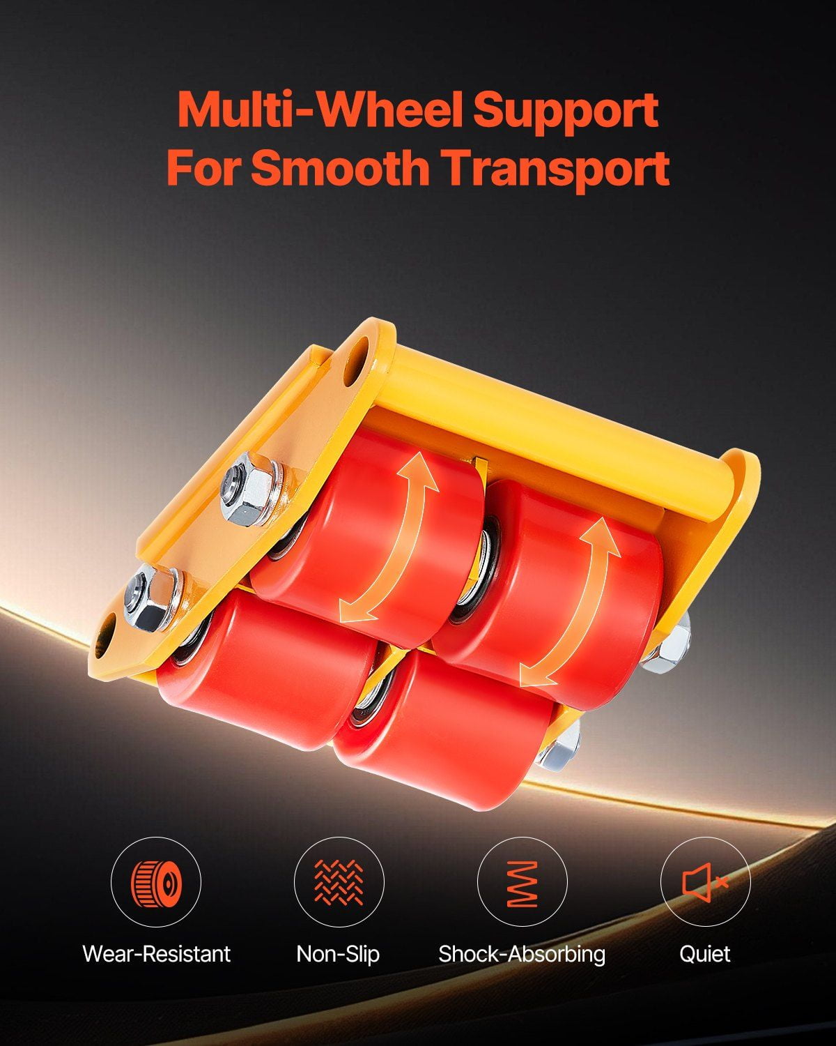 360° Rotating Machine Skate, 13228 lbs (6T) Load Capacity, Industrial Machinery Moving Dolly with Handle