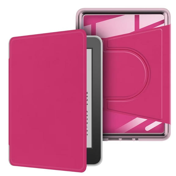 360° Rotating Magnetic Detachable Case with Stand & Auto Wake/Sleep for Kindle 10th Generation 6" (2019 Release) - Clear Back Cover, Raspberry