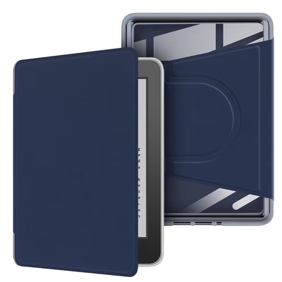 360° Rotating Magnetic Detachable Case with Stand & Auto Wake/Sleep for Paperwhite 12th Generation 7" (2024 Release) - Clear Back Cover, NavyBlue