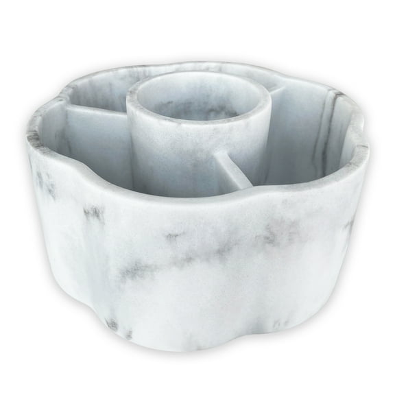 360 Rotating Makeup Brush Holder,Spinning Pencial Organizer,Office Desktop Storage,Perfume Lipstick Display Case, Bathroom Toothbrush Toothpaste Holder,4 Slot,Polyresin in White Marble