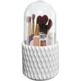 thumbnail image 1 of Makeup Brush Holder, 360° Rotating Makeup Brush Organizer with 5 Slots, Clear Dustproof Makeup Brush Holder with Lid, Make Up Organizers for Vanity Bathroom Countertop, 1 of 7