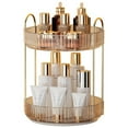 thumbnail image 1 of 360 Rotating Makeup Organizer,2 Tiers High Capacity Cosmetic Skincare Perfume Storage for Bathroom Countertop,Topboutique Cosmetic Storage,Make Up Organizer for Dresser,Gold, 1 of 8