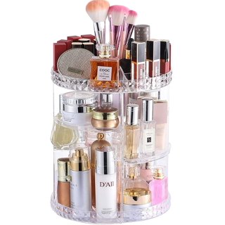 MSHOMELY Make up Brush Holder Organzier, 360 Rotating Makeup Brush  Container with Removable Trays, Pen Holder for Desk, Spinning Brush Holders  for