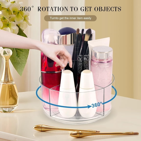 360 Rotating Makeup Organizer Clear Organizer for Vanity, Cosmetic Display Cases for Bathroom Countertop, Makeup Storage Organizer, Desktop Dresser Sundries Storage Boxes