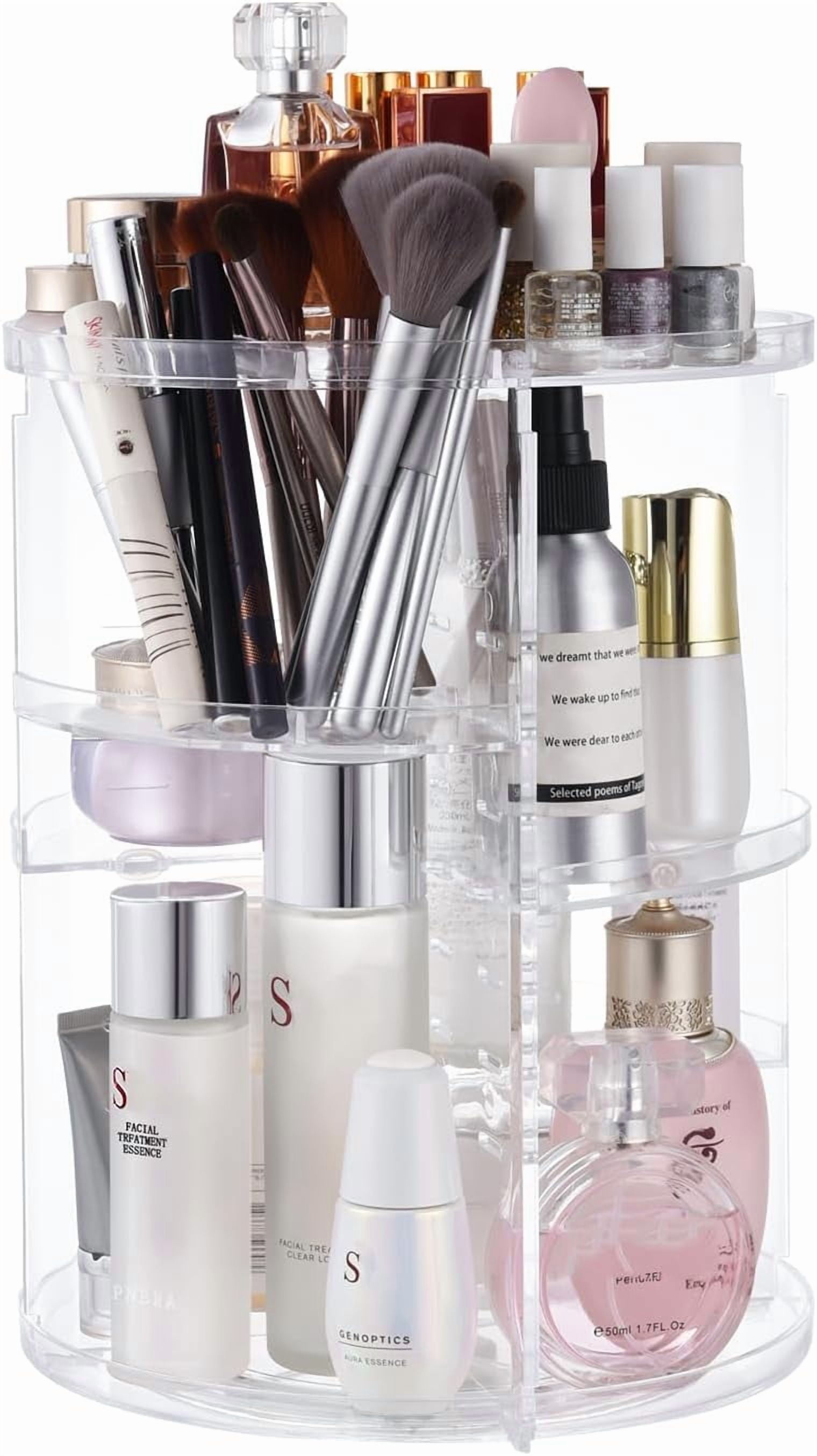 360 Rotating Makeup Organizer,DIY Adjustable Spinning Holder