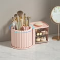 thumbnail image 1 of 360 Rotating Makeup Organizer, Large Capacity Cosmetic Storage Caddy with Brush Holder for Vanity Bathroom Countertop, 9.25 Inch, Sturdy, 1 of 7