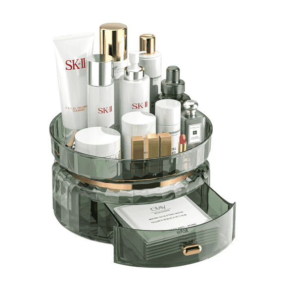 Umirokin 360 Rotating Makeup Organizer, Spinning Drawer Storage for Vanity, Bathroom, Kitchen, Living Room, Bedroom