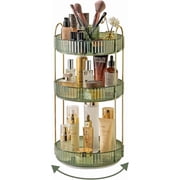 360 Rotating Makeup Organizer for Vanity,2 Tier Large Capacity Skincare Organizers,Bathroom Counter Organizer, Spinning Perfume Organizer & Vanity Organizer Green-2 Tier