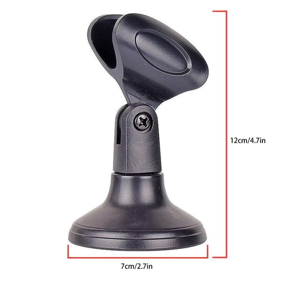 360 Rotating Microphone Stand - Adjustable Desk Holder for Wireless and Wired Handheld Mics - Black