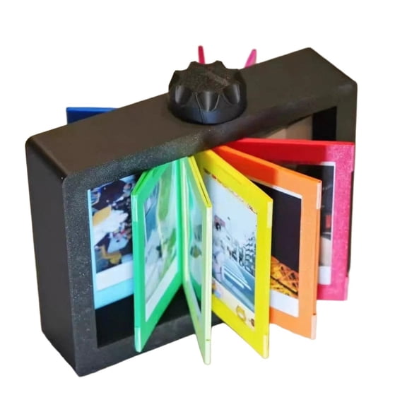 360° Rotating Mini Instant Photo Display Frame, Holds 12 2.1×3.4 inch Instax Mini Prints Rainbow Color Flip Desktop Keepsake Album Stand