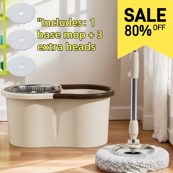 360° Rotating Mop And Bucket System, Ideal for School And Bathroom Cleaning, Features a 61-Inch Stainless Steel Handle And Various Mop Head Options for Effective Floor Maintenance