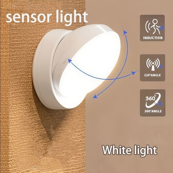 360 Rotating Motion Sensor Night Light with Magnetic Base, Auto On Off, Energy-Saving Smart Lamp for Bedside, Wardrobe, Stairs, Desk Home Lighting