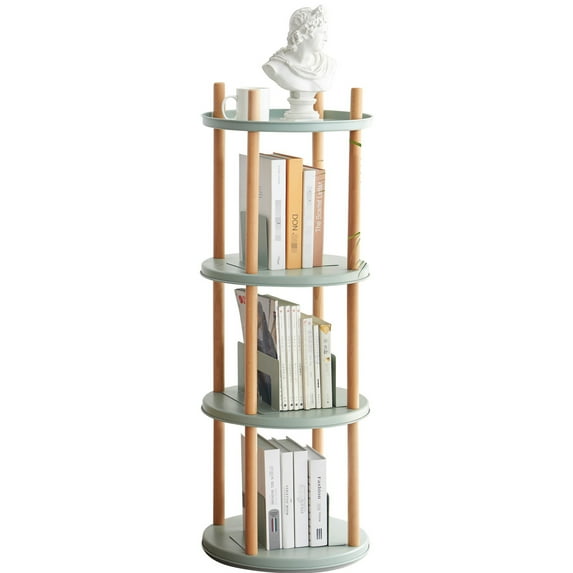 Solid Wood 360° Rotating Bookcase - Large-Capacity Storage in Living Spaces