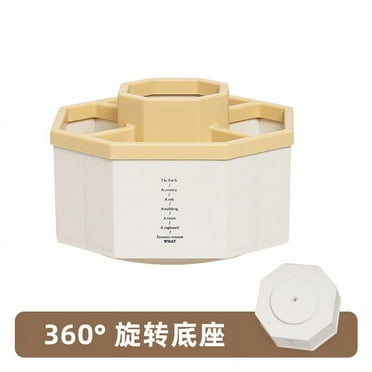 360 Rotating Pen Holder Desk Stationery Organizer Stand Large Capacity Pencil Storage Box Desktop Pencil Holder Makeup Storage (revolve-Yellow)