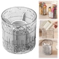 thumbnail image 1 of 360° Rotating Pen Holder, Grey Glacier Textured Pencil Barrel with Removable Dividers, Desk Pen Organizer, Multi-Compartment Pencil Cup for Office, Home, Vanity and Makeup Brush Storage, 1 of 7