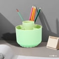 thumbnail image 1 of 360° Rotating Pen Holder Organizer | Plastic Desktop Storage Box for Office Home | Multi-Compartment Large Capacity | Green Blue Pink | 4.72x4.33x4.33in | Durable Modern Design, 1 of 6