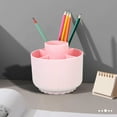 thumbnail image 1 of 360° Rotating Pen Holder Organizer | Plastic Desktop Storage Box for Office Home | Multi-Compartment Large Capacity | Green Blue Pink | 4.72x4.33x4.33in | Durable Modern Design, 1 of 6
