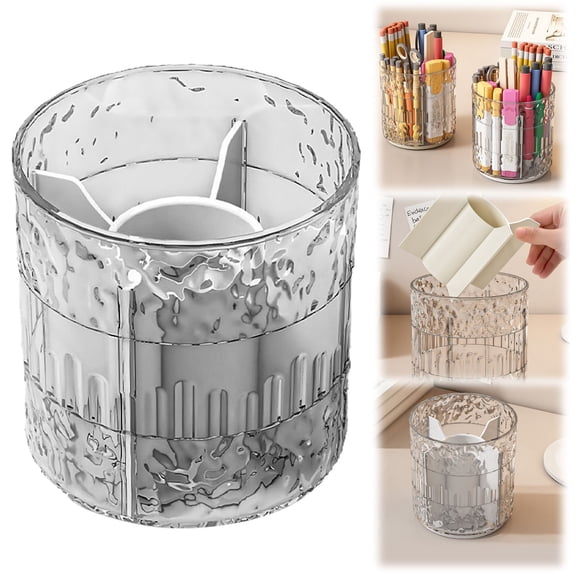 360° Rotating Pencil Holder for Desk, Makeup Brush Holder with 5 Slots, Desk Organizer for Writing Utensil, Office and Home Supplies, 1 Pcs, 4.72x4.44"