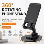 360  Rotating Phone Stand   Adjustable & Foldable Desktop Cell Phone Holder for Desk, Hands-Free Viewing, Compatible with All Smartphones & Tablets