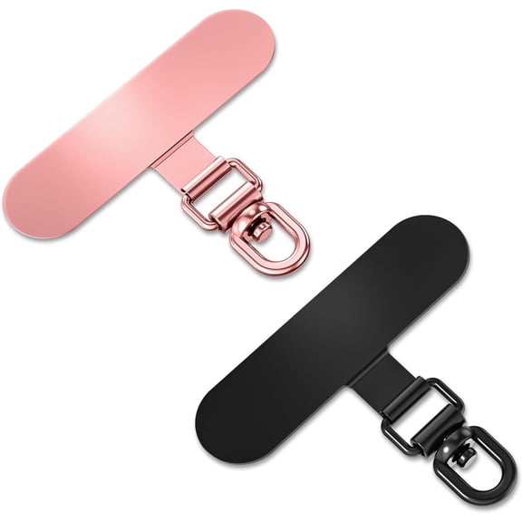 360 Rotating Phone Tether Tab & Lanyard Connector, 44lbs Stainless Steel Clip, Universal Swivel Adapter for Straps, No-Adhesive Case Insert (Rose Gold+)