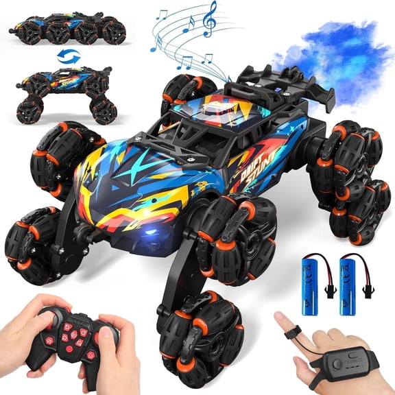 360° Rotating Remote Control Car,2.4GHz 8WD Gesture Sensing RC Stunt Car Toys with Water Spray Lights Music,Gifts for Kids 3-12 Years Old