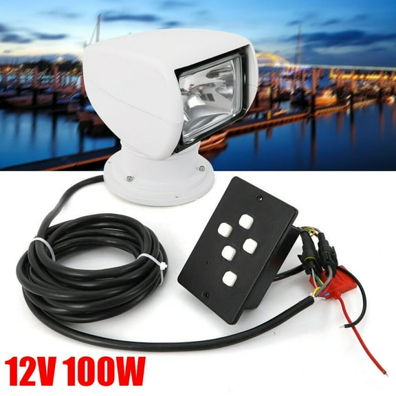 360Rotating Remote Control Searchlight Boat Truck Car Spotlight Marine Light Bulb 12V 100W