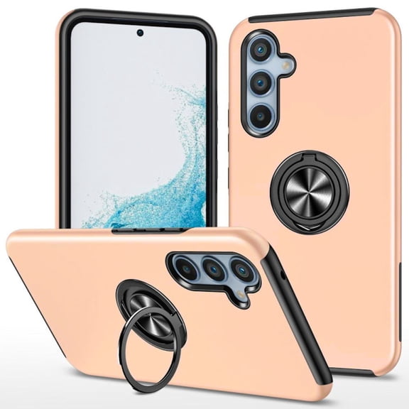 360 Rotating Ring Grip Hybrid Case for Samsung Galaxy A36 5G - Rose Gold