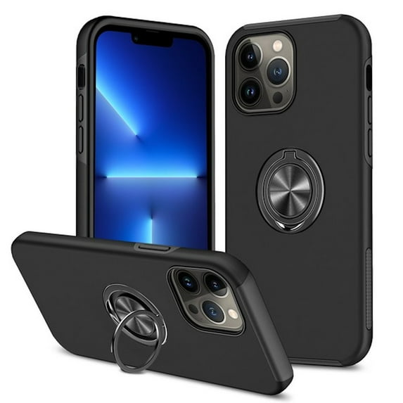 360 Rotating Ring Grip Hybrid Case for iPhone 14 Pro Max - Black