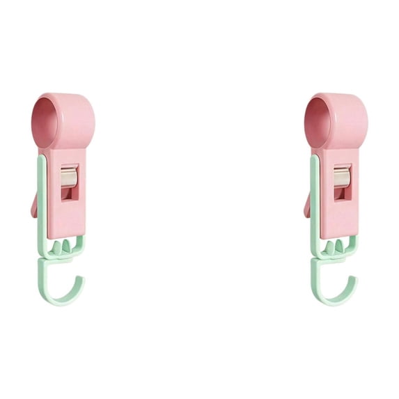 360 Rotating Rod Clips, Dopamine Color-Block Telescopic Hanging Hooks, Double-Sided Curtain Clips, Clothes Pins, Home Swivel Laundry Clips for Hats, Pants, Towels, Socks, Pants,2Pcs