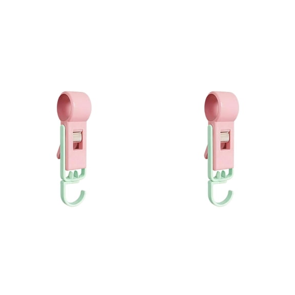 360 Rotating Rod Clips, Dopamine Color-Block Telescopic Hanging Hooks, Double-Sided Curtain Clips, Clothes Pins, Home Swivel Laundry Clips for Hats, Pants, Towels, Socks, Pants,2Pcs
