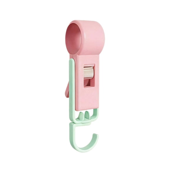 360 Rotating Rod Clips, Dopamine Color-Block Telescopic Hanging Hooks, Double-Sided Curtain Clips, Clothes Pins, Home Swivel Laundry Clips for Hats, Pants, Towels, Socks, Pants,1Pc