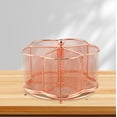 thumbnail image 1 of 360° Rotating Rose Gold Desk Organizer | Metal Mesh Pencil Cup Pot, 5 Compartments, Large Capacity Office Supplies Storage, Stylish Workspace Accessory for Pens, Makeup Brushes, 7.2"x7.2"x5.35", 1 of 9
