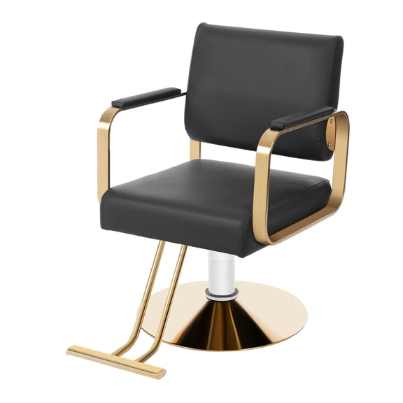 360 Rotating Salon Chair 200kg Capacity Barber Stool with PU Cushion & Adjustable Height 81-90cm, Ergonomic Backrest Rotatable Barber Chair