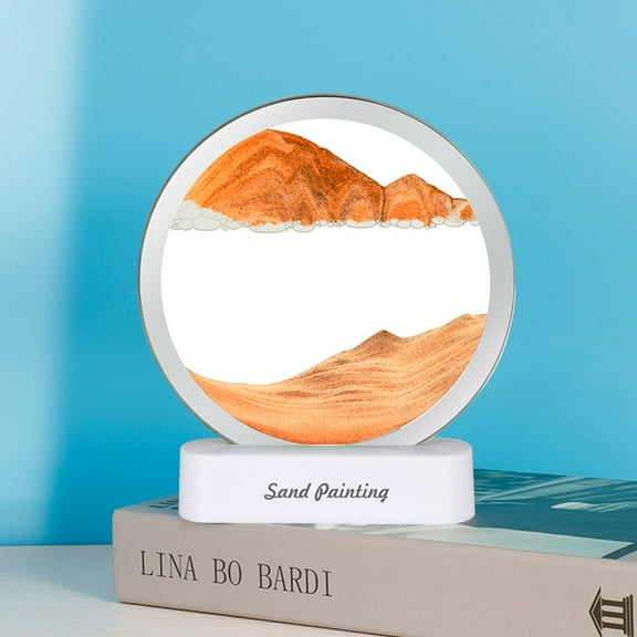 360° Rotating Sand Art Lamp - USB/Battery Powered Color-Changing Hourglass Decor for Living Room, Bedroom (7.48 Inch) Yellow
