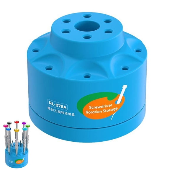 360 Rotating Screwdriver Organizer Box for Electronics Repair, Portable Precision Tool Bit Holder with Adjustable Slots