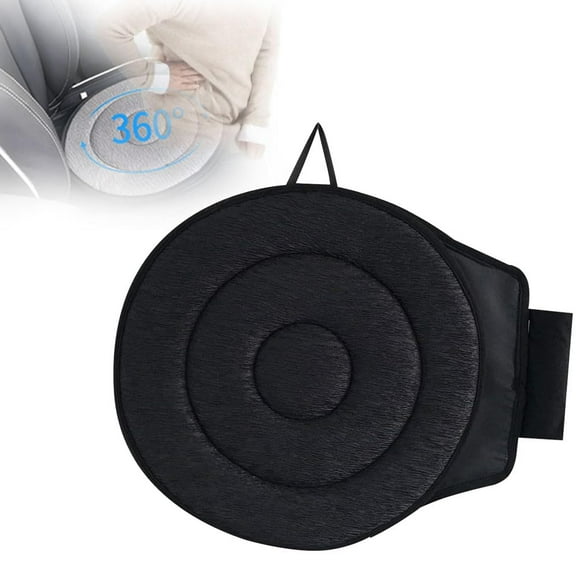 360° Rotating Seat Cushion for Car, Rotating Seat Cushion Elderly for Car, Portable Rotating Memory Foam Car Seat Pad, Elderly Support Non Slip Cushion Swivel Seat Cushion (Black)